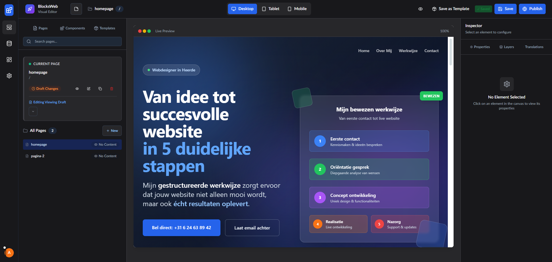 BlocksWeb Visual Editor Interface